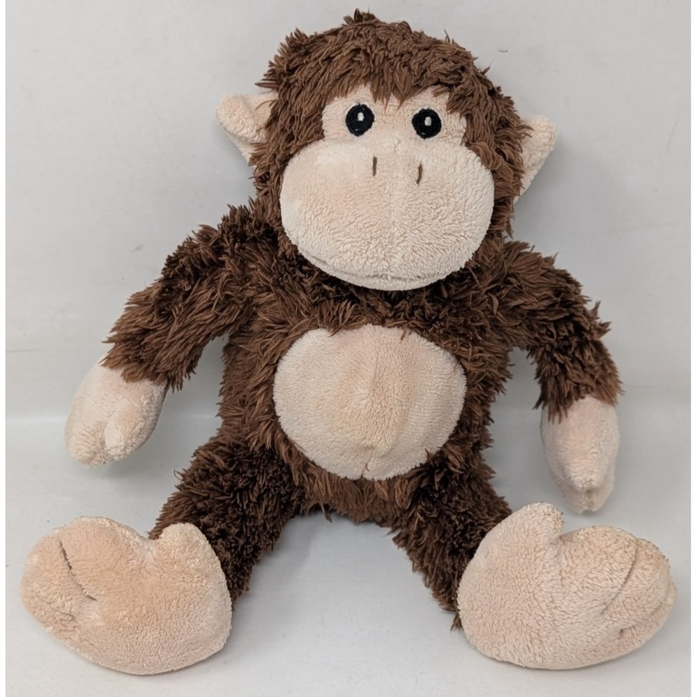 Baby Aspen Brown Monkey Plush Rattle Soft Toy Stuffed Animal 9" 2012‎ Shaggy EUC